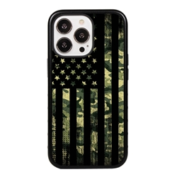 
Guard Dog Patriot Camo Rugged American Flag Hybrid Phone Case for iPhone 13 Pro - Black w/Black Trim