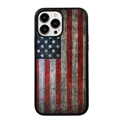 
Guard Dog American Might Rugged American Flag Hybrid Phone Case for iPhone 13 Pro Max - Black w/Black Trim