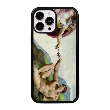 Famous Art Case for iPhone 13 Pro Max  - Hybrid - (Michelangelo - The Creation of Adam) 

