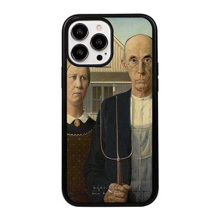 Famous Art Case for iPhone 13 Pro Max  - Hybrid - (Wood - American Gothic) 
