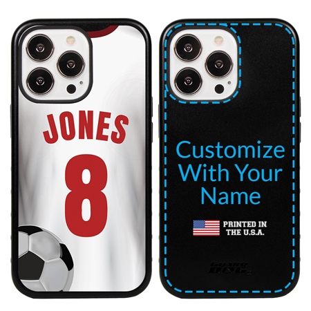 Custom Soccer Jersey Hybrid Case for iPhone 13 - (Black Case, White Jersey)
