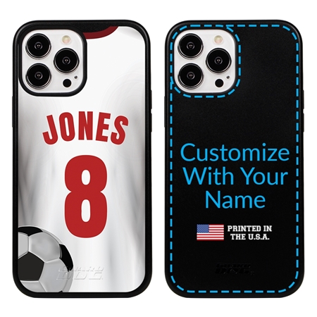 Custom Soccer Jersey Hybrid Case for iPhone 13 Pro Max - (Black Case, White Jersey)
