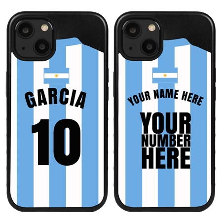 Personalized Argentina Soccer Jersey Case for iPhone 13 Mini (Black Case, Black Silicone)
