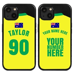 
Personalized Australia Soccer Jersey Case for iPhone 13 Mini - Hybrid - (Black Case, Black Silicone)