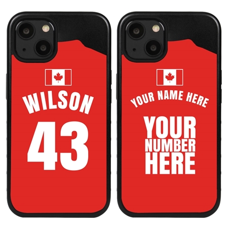 Personalized Canada Soccer Jersey Case for iPhone 13 Mini - Hybrid - (Black Case, Black Silicone)
