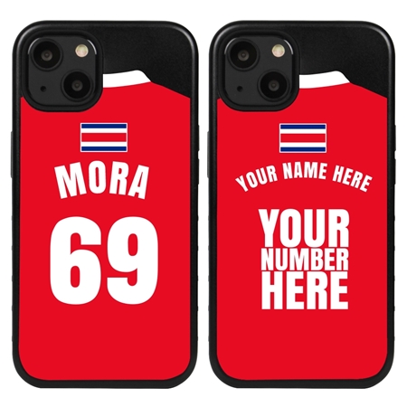 Personalized Costa Rica Soccer Jersey Case for iPhone 13 Mini - Hybrid - (Black Case, Black Silicone)
