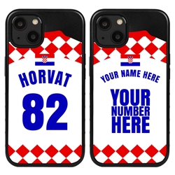 
Personalized Croatia Soccer Jersey Case for iPhone 13 Mini - Hybrid - (Black Case, Black Silicone)