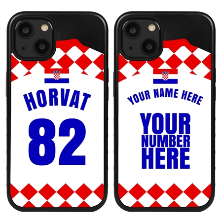 Personalized Croatia Soccer Jersey Case for iPhone 13 Mini - Hybrid - (Black Case, Black Silicone)
