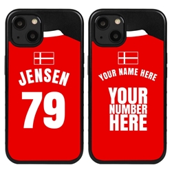 
Personalized Denmark Soccer Jersey Case for iPhone 13 Mini - Hybrid - (Black Case, Black Silicone)