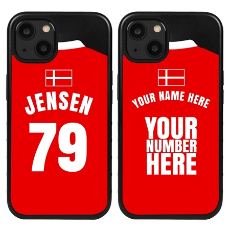Personalized Denmark Soccer Jersey Case for iPhone 13 Mini (Black Case, Black Silicone)
