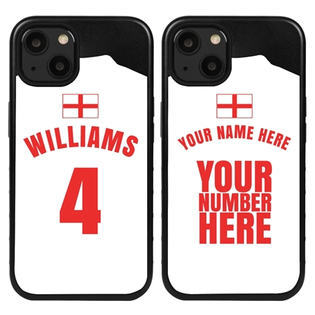 Personalized England Soccer Jersey Case for iPhone 13 Mini (Black Case, Black Silicone)
