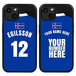 
Personalized Iceland Soccer Jersey Case for iPhone 13 Mini - Hybrid - (Black Case, Black Silicone)