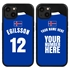 Personalized Iceland Soccer Jersey Case for iPhone 13 Mini - Hybrid - (Black Case, Black Silicone)
