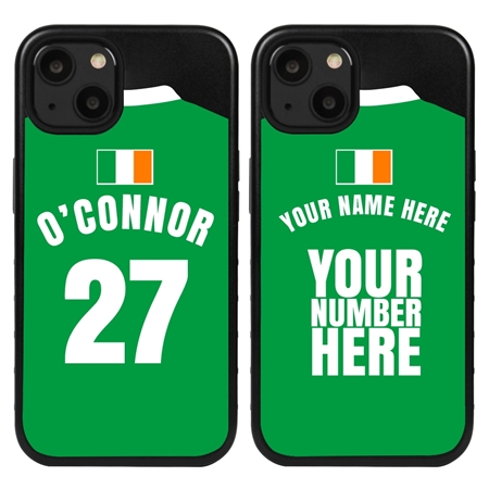 Personalized Ireland Soccer Jersey Case for iPhone 13 Mini - Hybrid - (Black Case, Black Silicone)
