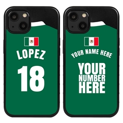 
Personalized Mexico Soccer Jersey Case for iPhone 13 Mini (Black Case, Black Silicone)