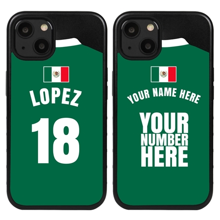 Personalized Mexico Soccer Jersey Case for iPhone 13 Mini (Black Case, Black Silicone)
