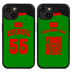 
Personalized Morocco Soccer Jersey Case for iPhone 13 Mini - Hybrid - (Black Case, Black Silicone)