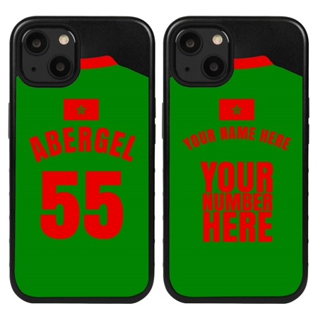 Personalized Morocco Soccer Jersey Case for iPhone 13 Mini (Black Case, Black Silicone)
