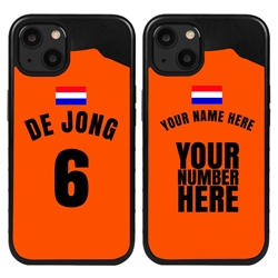
Personalized Netherlands Soccer Jersey Case for iPhone 13 Mini - Hybrid - (Black Case, Black Silicone)