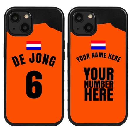 Personalized Netherlands Soccer Jersey Case for iPhone 13 Mini (Black Case, Black Silicone)
