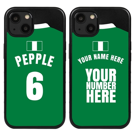 Personalized Nigeria Soccer Jersey Case for iPhone 13 Mini - Hybrid - (Black Case, Black Silicone)
