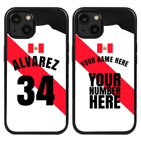 Personalized Peru Soccer Jersey Case for iPhone 13 Mini (Black Case, Black Silicone)
