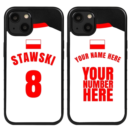 Personalized Poland Soccer Jersey Case for iPhone 13 Mini - Hybrid - (Black Case, Black Silicone)
