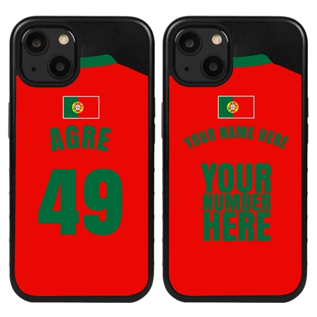 Personalized Portugal Soccer Jersey Case for iPhone 13 Mini (Black Case, Black Silicone)
