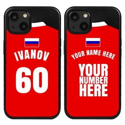 
Personalized Russia Soccer Jersey Case for iPhone 13 Mini - Hybrid - (Black Case, Black Silicone)