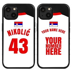 
Personalized Serbia Soccer Jersey Case for iPhone 13 Mini - Hybrid - (Black Case, Black Silicone)