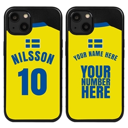 
Personalized Sweden Soccer Jersey Case for iPhone 13 Mini - Hybrid - (Black Case, Black Silicone)