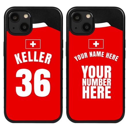 Personalized Switzerland Soccer Jersey Case for iPhone 13 Mini - Hybrid - (Black Case, Black Silicone)
