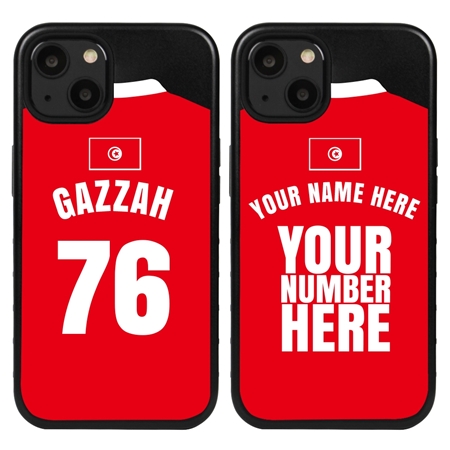 Personalized Tunisia Soccer Jersey Case for iPhone 13 Mini - Hybrid - (Black Case, Black Silicone)
