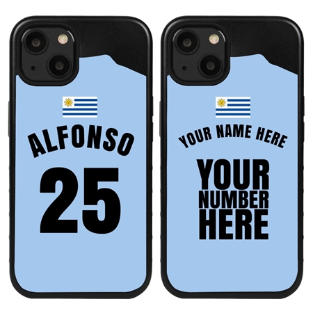 Personalized Uruguay Soccer Jersey Case for iPhone 13 Mini (Black Case, Black Silicone)
