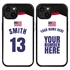 Personalized USA Soccer Jersey Case for iPhone 13 Mini (Black Case, Black Silicone)
