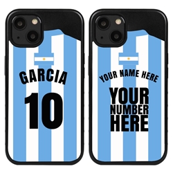 
Personalized Argentina Soccer Jersey Case for iPhone 13 - Hybrid - (Black Case, Black Silicone)