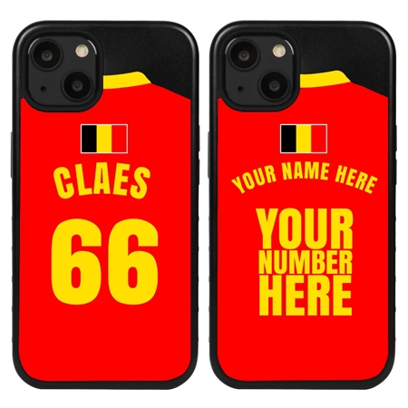 Personalized Belgium Soccer Jersey Case for iPhone 13 - Hybrid - (Black Case, Black Silicone)
