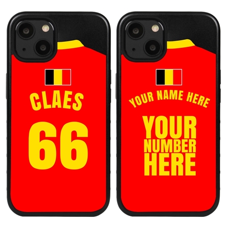 Personalized Belgium Soccer Jersey Case for iPhone 13 - Hybrid - (Black Case, Black Silicone)
