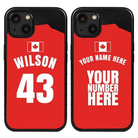Personalized Canada Soccer Jersey Case for iPhone 13 - Hybrid - (Black Case, Black Silicone)
