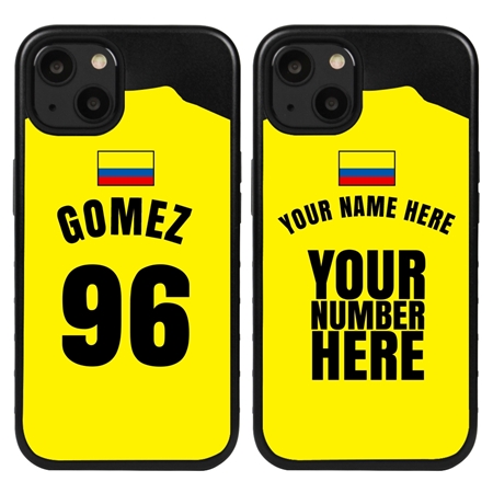 Personalized Colombia Soccer Jersey Case for iPhone 13 (Black Case, Black Silicone)
