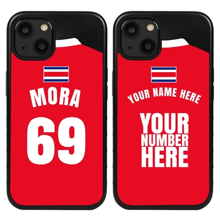 Personalized Costa Rica Soccer Jersey Case for iPhone 13 (Black Case, Black Silicone)

