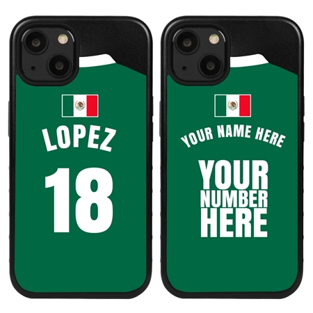 Personalized Mexico Soccer Jersey Case for iPhone 13 (Black Case, Black Silicone)
