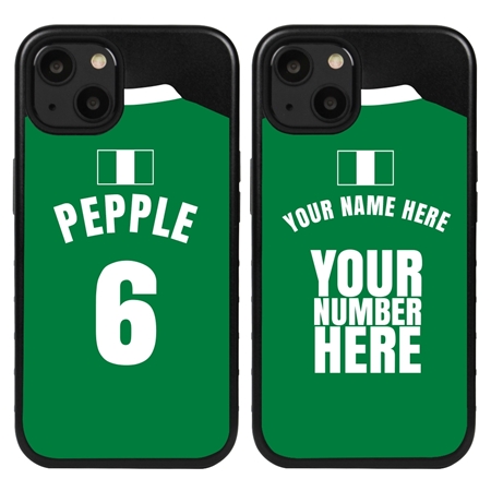 Personalized Nigeria Soccer Jersey Case for iPhone 13 (Black Case, Black Silicone)
