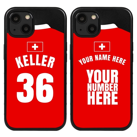 Personalized Switzerland Soccer Jersey Case for iPhone 13 (Black Case, Black Silicone)
