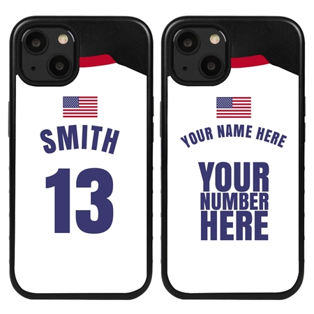 Personalized USA Soccer Jersey Case for iPhone 13 (Black Case, Black Silicone)
