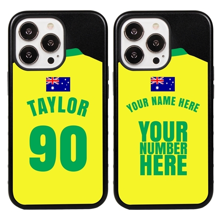 Personalized Australia Soccer Jersey Case for iPhone 13 Pro - Hybrid - (Black Case, Black Silicone)
