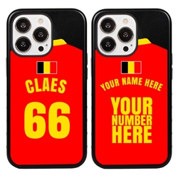 
Personalized Belgium Soccer Jersey Case for iPhone 13 Pro - Hybrid - (Black Case, Black Silicone)