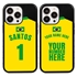 Personalized Brazil Soccer Jersey Case for iPhone 13 Pro - Hybrid - (Black Case, Black Silicone)

