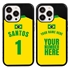 Personalized Brazil Soccer Jersey Case for iPhone 13 Pro (Black Case, Black Silicone)
