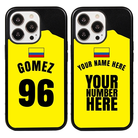 Personalized Colombia Soccer Jersey Case for iPhone 13 Pro (Black Case, Black Silicone)
